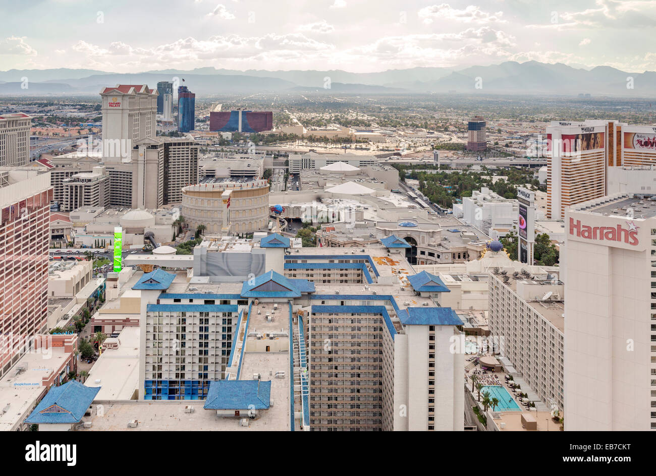 Vue aérienne de Resorts, hôtels et casinos à Las Vegas, Nevada. Banque D'Images