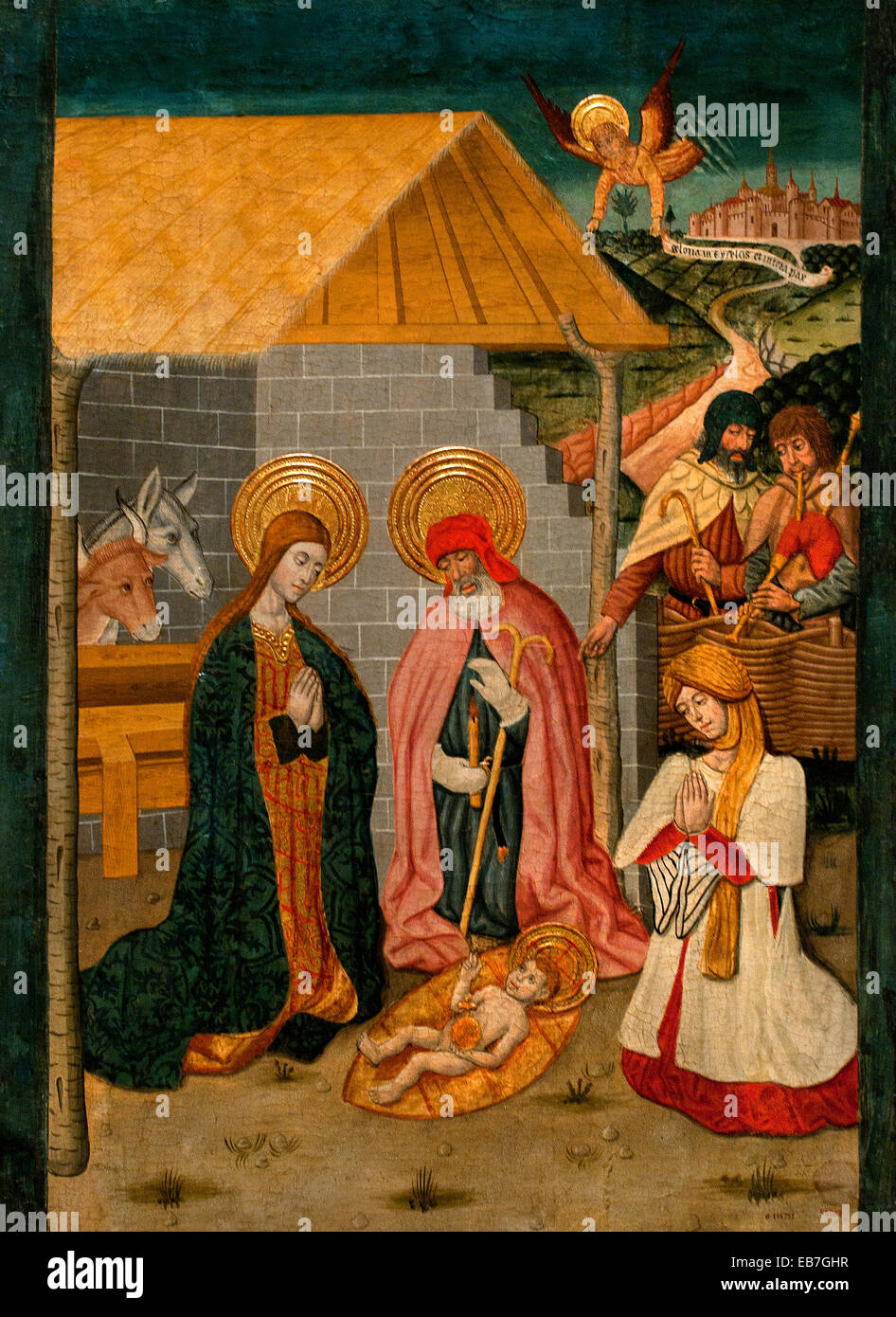 Nativité 1475 Pedro García de Benabarre 1445-1485 L'art gothique médiéval Espagnol Espagne Banque D'Images