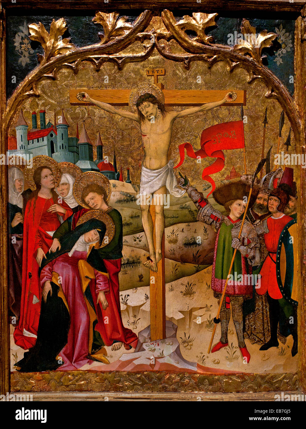 Calvaire 1450 Maître de Saint John et Saint Stephen milieu 15e siècle l'art gothique médiéval Espagnol Espagne Banque D'Images Calvaire 1450 Maître de Saint John et Saint Stephen milieu 15e siècle l'art gothique médiéval Espagnol Espagne Banque D'Images