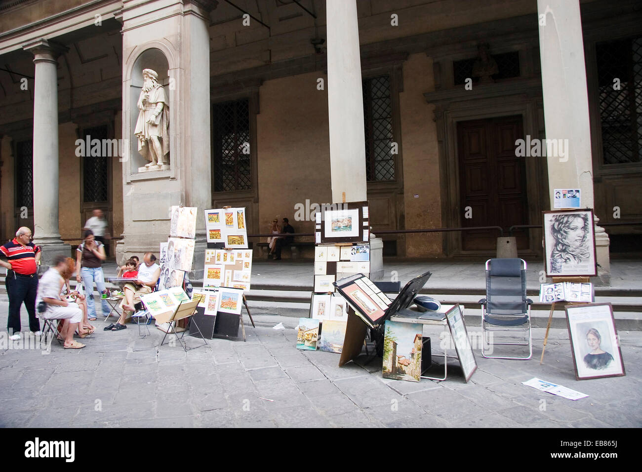 L'extérieur de la galerie des Offices, Florence, Toscane, Italie Banque D'Images