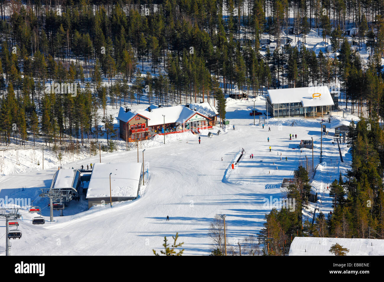La station de ski de Pyhä Finlande, Laponie Banque D'Images