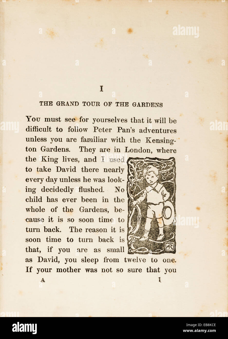 Première page de la première édition de Peter Pan dans les jardins de Kensington par JM Barrie publié par Hodder et Stoughton en 1906 Banque D'Images