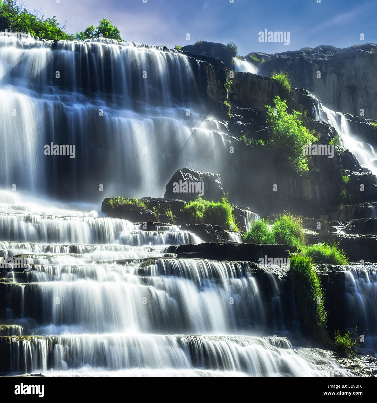 Paysage de forêt tropicale avec cascade Pongour. Da Lat, Viet Nam Banque D'Images Paysage de forêt tropicale avec cascade Pongour. Da Lat, Viet Nam Banque D'Images