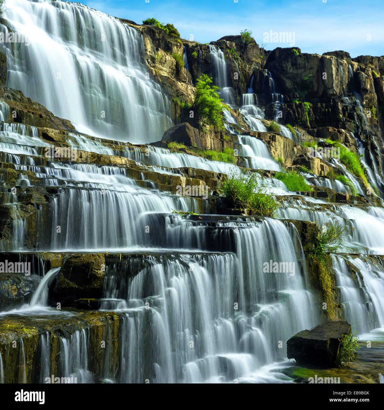 Paysage de forêt tropicale avec cascade Pongour. Da Lat, Viet Nam Banque D'Images Paysage de forêt tropicale avec cascade Pongour. Da Lat, Viet Nam Banque D'Images
