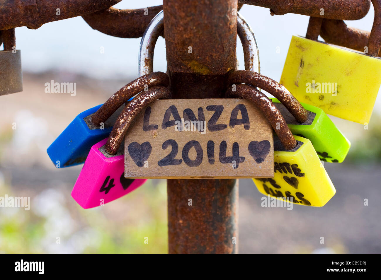 Blocage de l'amour 2014 Lanzarote Banque D'Images
