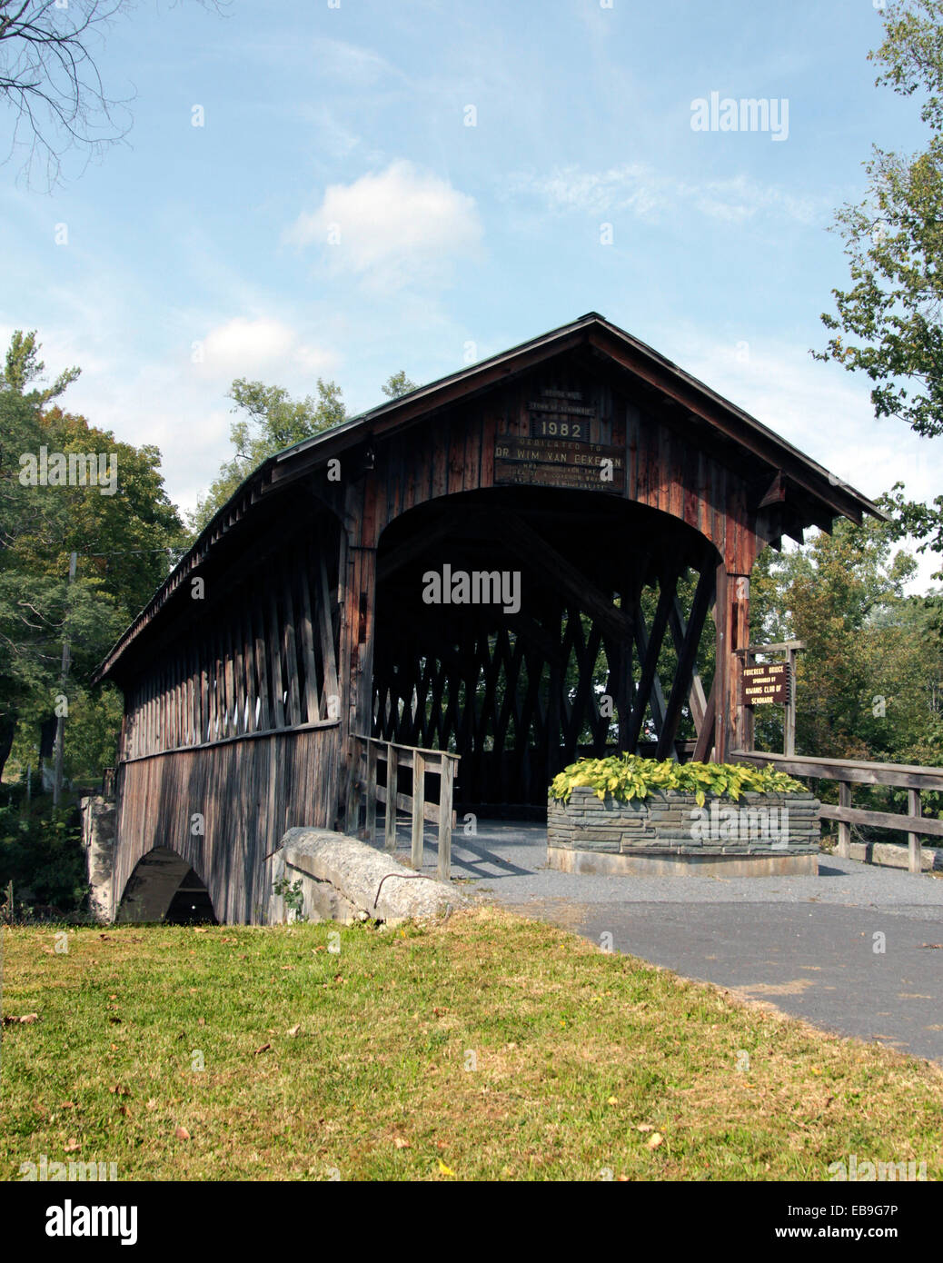 Covered Bridge New York USA US Nord. Banque D'Images