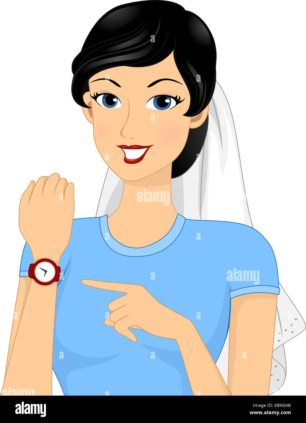 Illustration avec une bride en piquant dans son poignet Banque D'Images