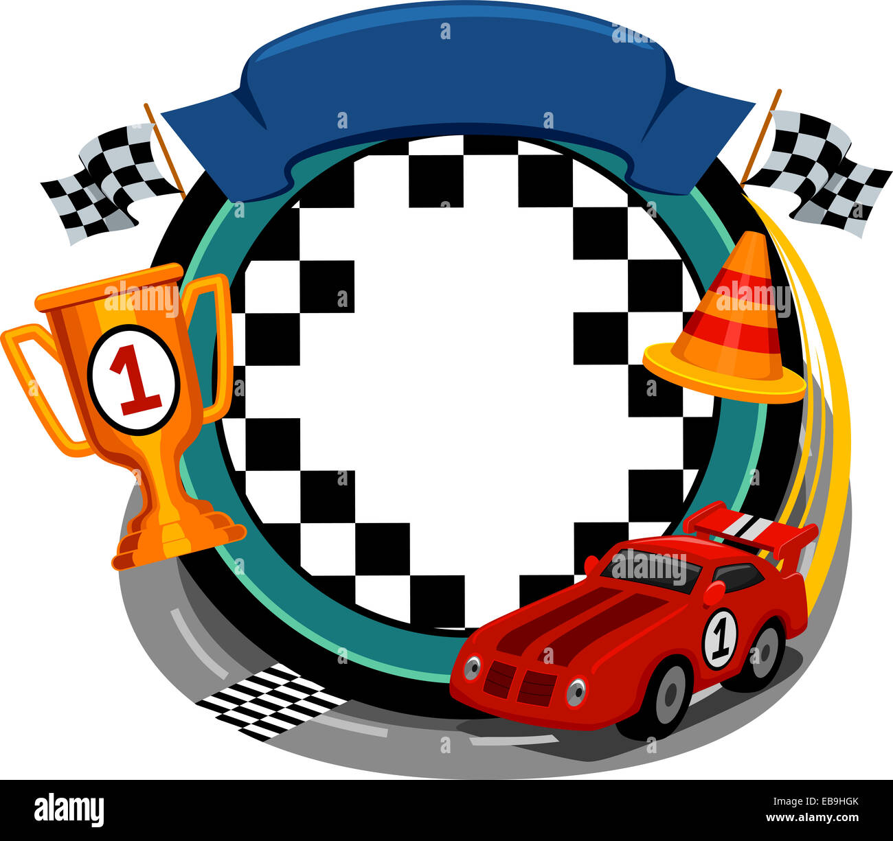 Cadre Illustrations dotée d''articles de course de voiture Banque D'Images
