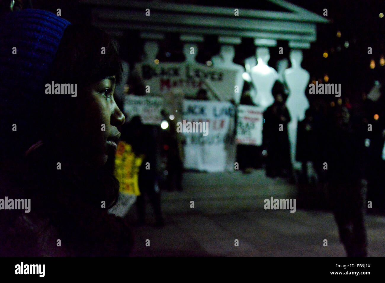 La communauté noire de Toronto prend l'action en solidarité avec les manifestants Ferguson à Toronto, au Canada. Banque D'Images