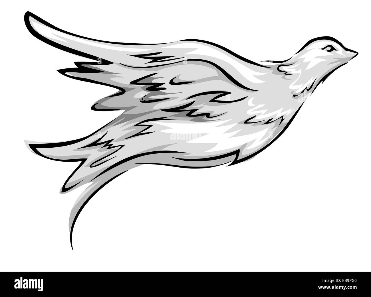 Illustration avec une colombe volant Banque D'Images
