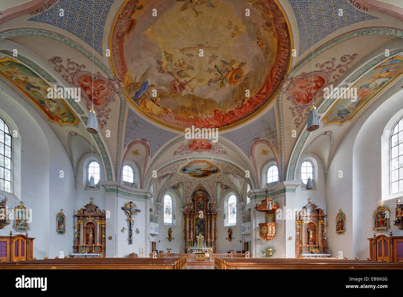 Heilig-Kreuz-Kirche, Église Sainte Croix, Ebbs, Upper Bavaria, Bavaria, Germany Banque D'Images