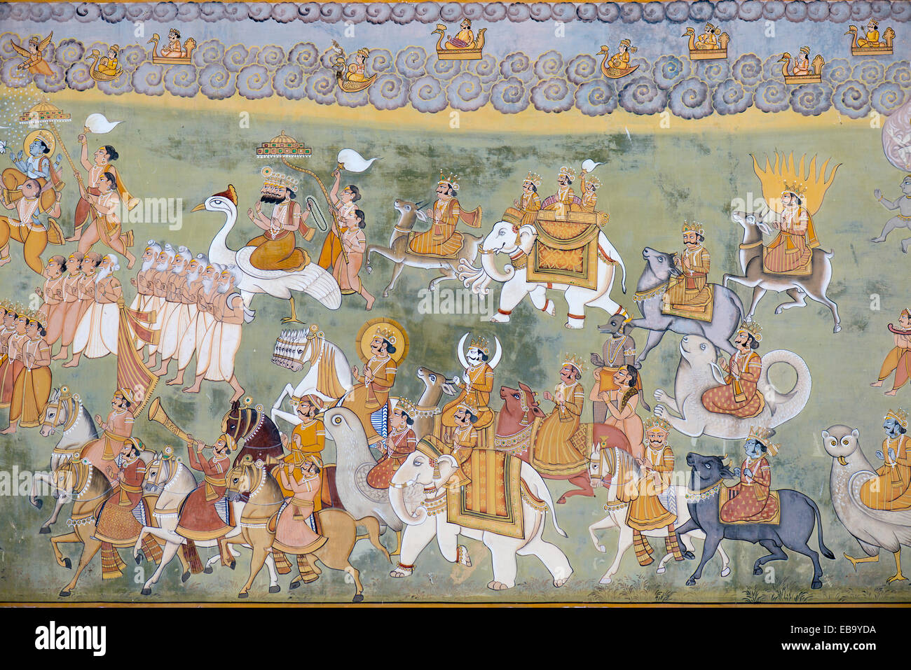 Murale, Fort Mehrangarh, Jodhpur, Rajasthan, India Banque D'Images