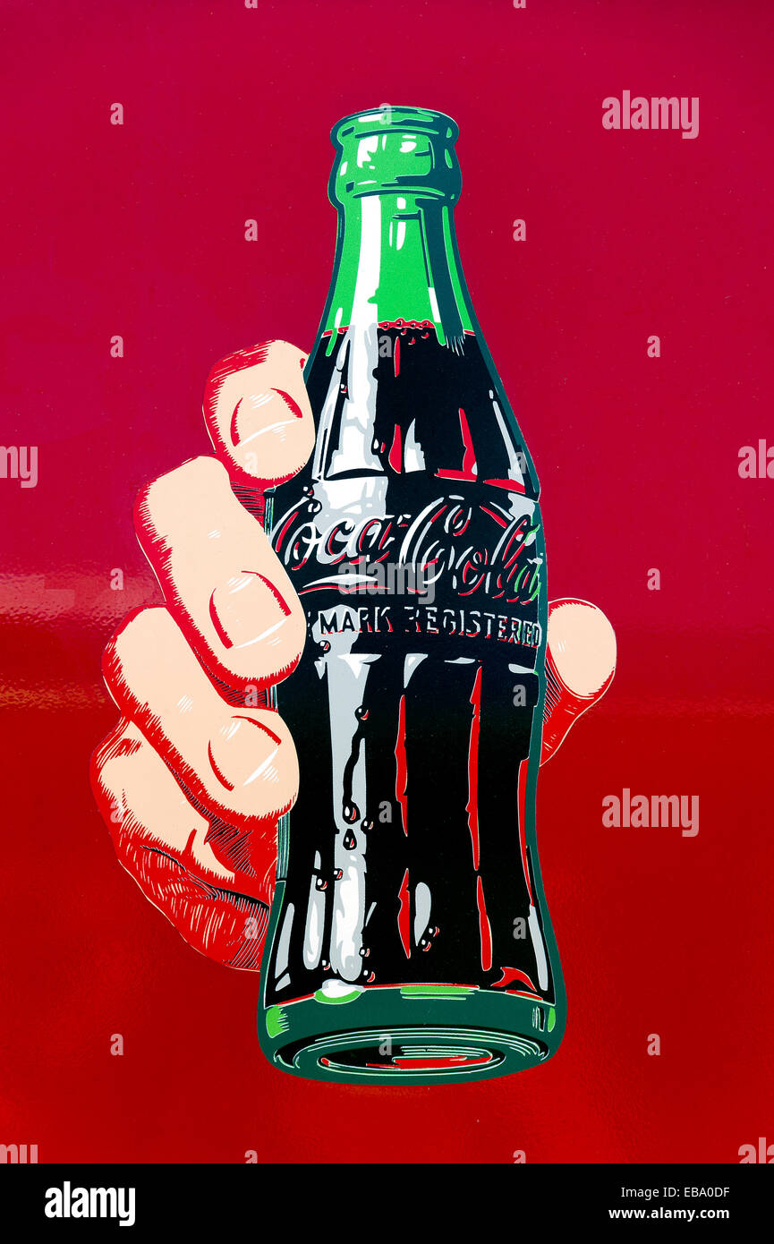 Image publicitaire historique pour Coca-Cola, Landshut, Basse-Bavière, Bavière, Allemagne Banque D'Images