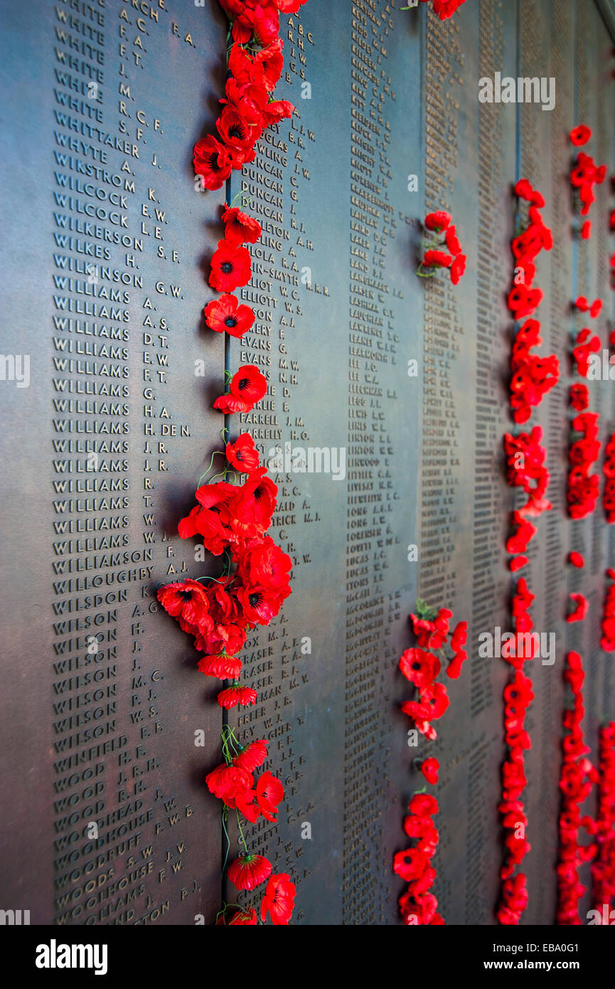 Signe de la victime à l'Australian War Memorial, Canberra, Territoire de la capitale australienne, Australie Banque D'Images