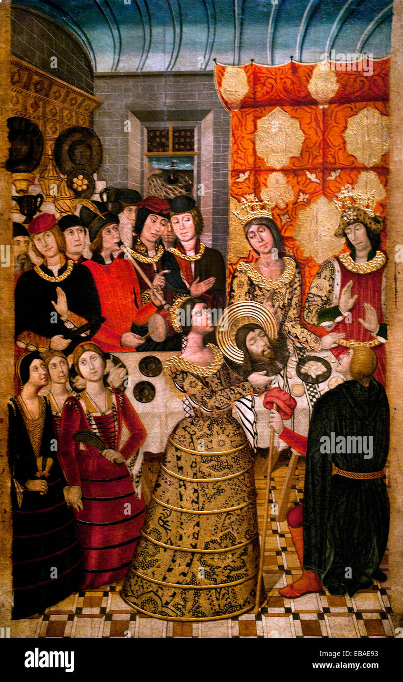 Banquet d'Hérode (Saint Jean le Baptiste ) Pedro García de Benabarre 1445-1485 Espagne Espagnol ( client Romain Hérode le Grand roi de Judée ) L'art gothique médiévale Banque D'Images