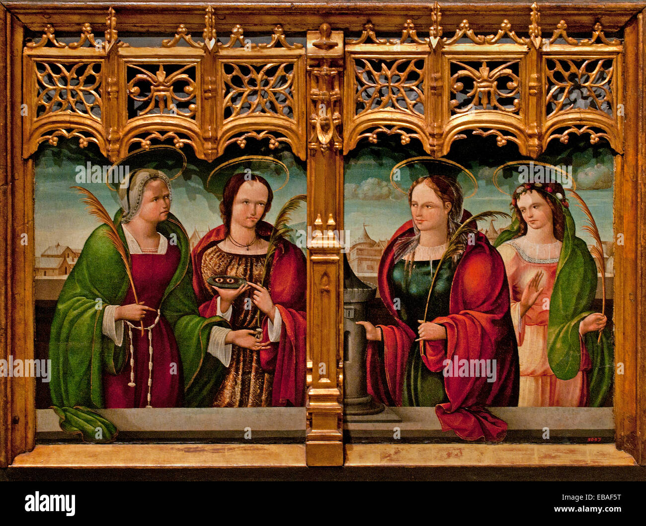 Saints Apollonia Lucie et Barbara et saint Martyr 1530 Andrés de Melga ( maître de Támara ) L'Art Baroque Espagnol Espagne 1500-1557 Banque D'Images