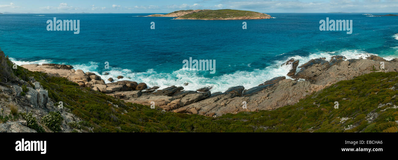 Panorama de l'île de l'Observatoire, Great Ocean Drive, près de l'Esperance, WA, Australie Banque D'Images