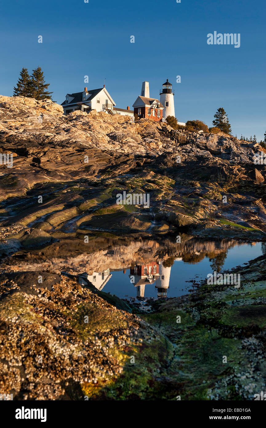 Point de Pemaquid Light Station, Muscongus Bay, Bristol, Maine, USA. Banque D'Images