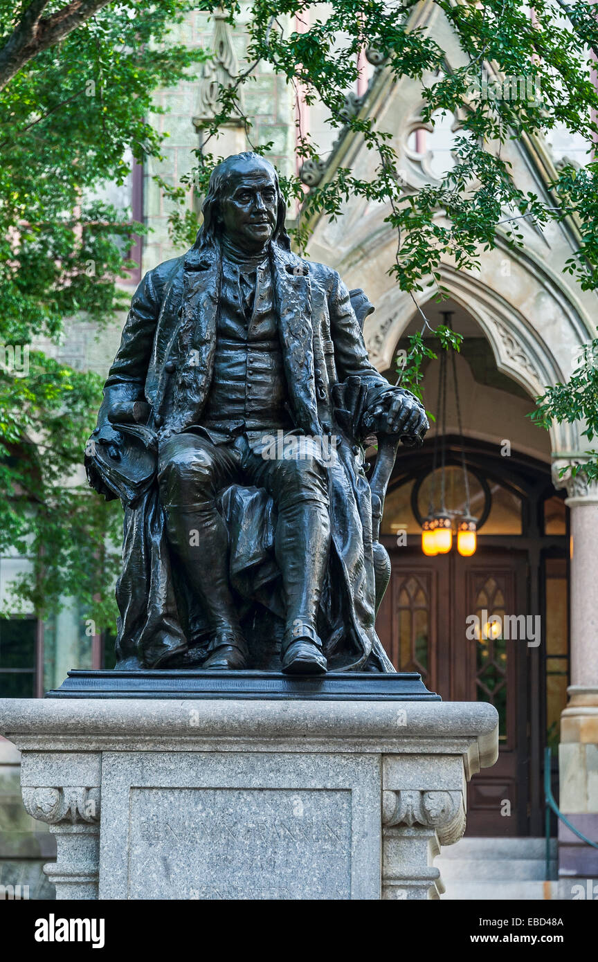 Ben Franklin la sculpture à l'Université de Pennsylvanie, Philadelphie, USA Banque D'Images