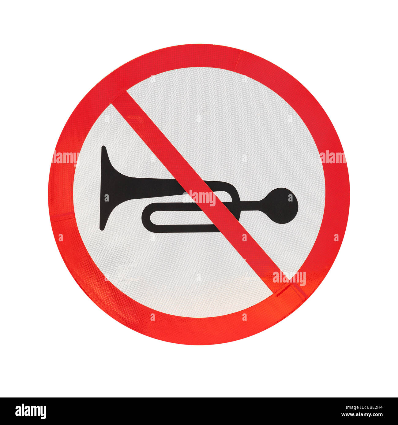 Pas d'avertisseur sonore. Panneau de circulation rond isolé sur fond blanc Banque D'Images