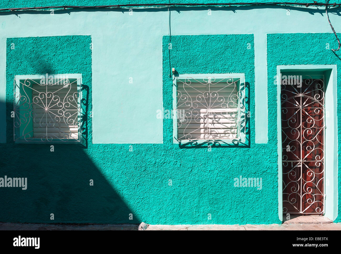 Close-up of Colorful building, scène de rue, de Sanctis Spiritus, Cuba, Antilles, Caraïbes Banque D'Images