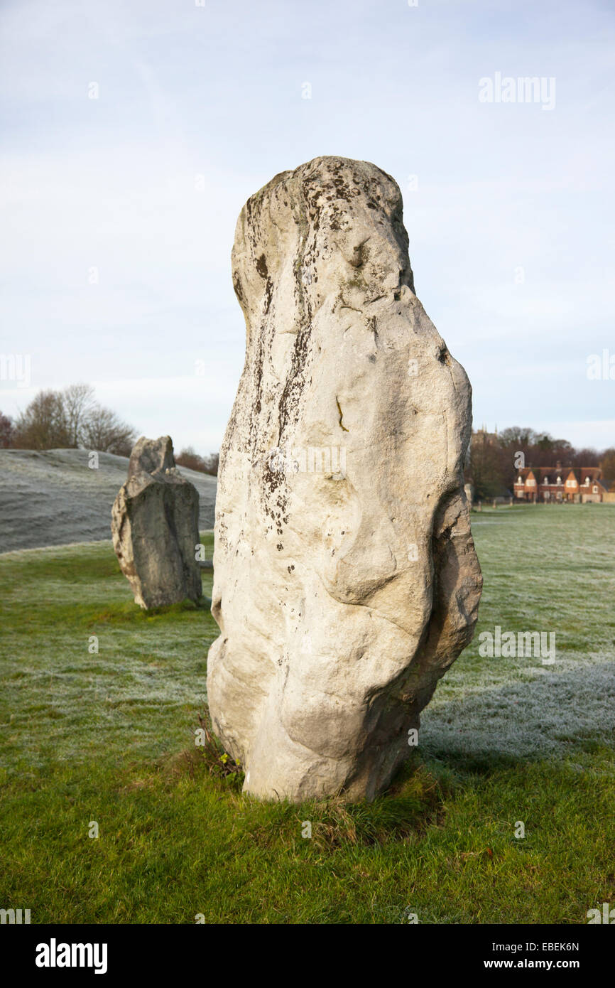 Une matinée glaciale à Avebury, Wiltshire, Angleterre, Royaume-Uni Banque D'Images