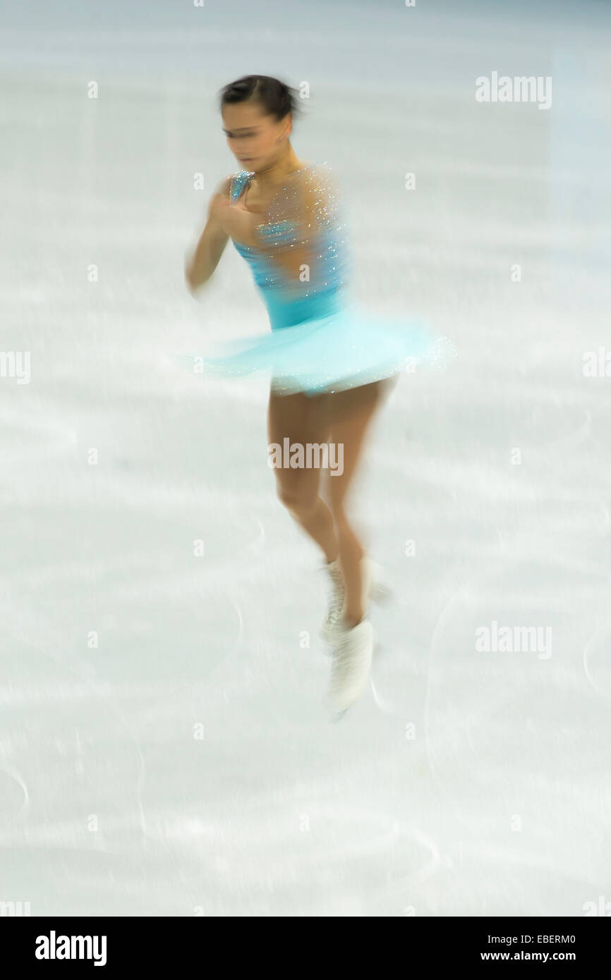 Action de femme ébavurés concurrentes dans le programme court de patinage artistique aux Jeux Olympiques d'hiver de Sotchi en 2014, Banque D'Images