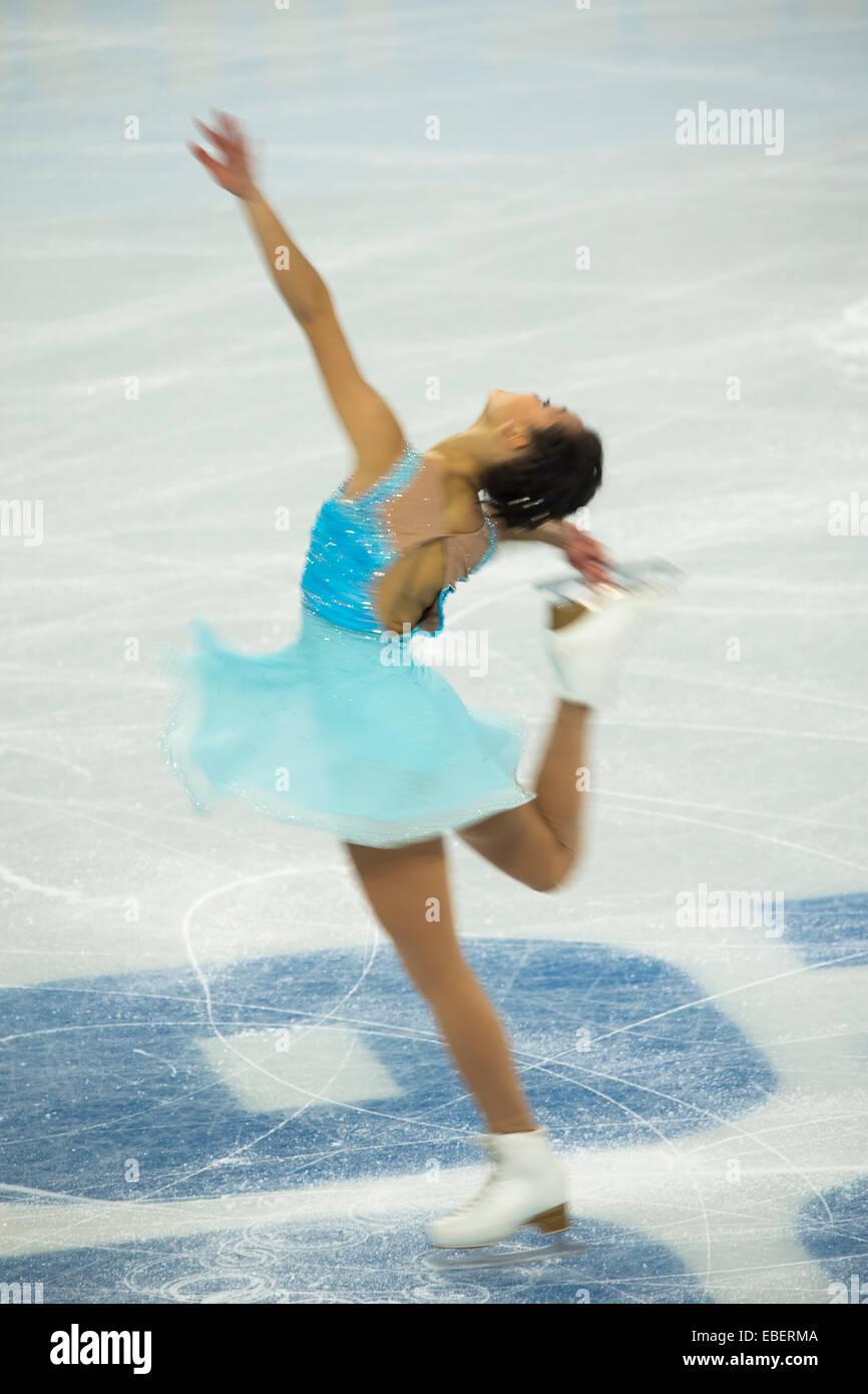 Action de femme ébavurés concurrentes dans le programme court de patinage artistique aux Jeux Olympiques d'hiver de Sotchi en 2014, Banque D'Images