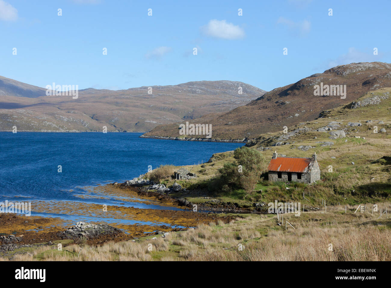 Maison abandonnée, à l'île de Lewis, Hébrides extérieures, en Écosse Banque D'Images