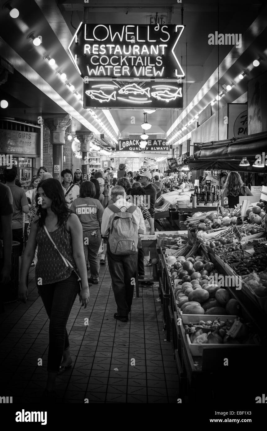 Le Pike Place Market, à Seattle. Banque D'Images