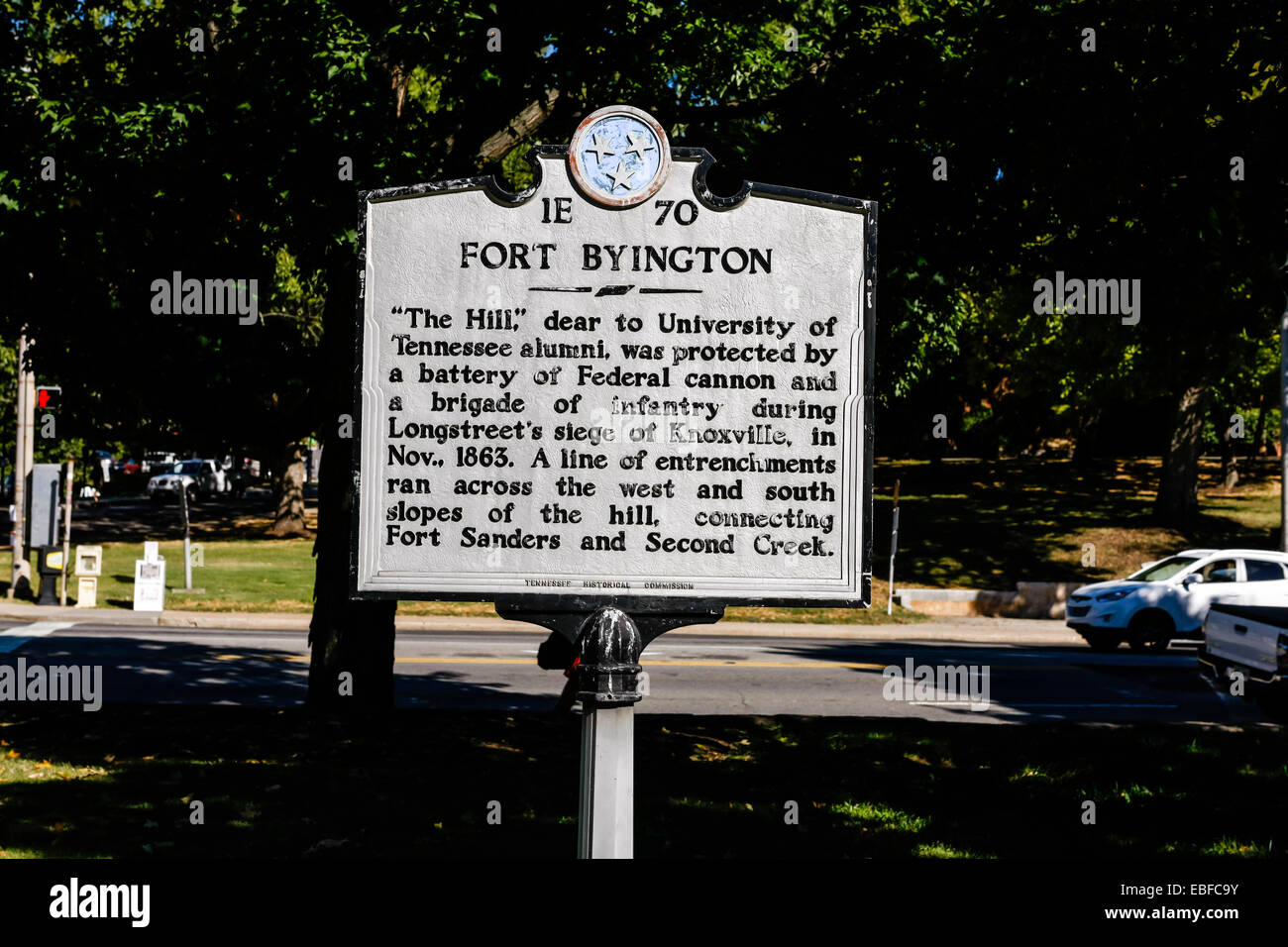 Historique commémorative sur Fort Byington fait maintenant partie de l'Université du Tennessee à Knoxville Banque D'Images