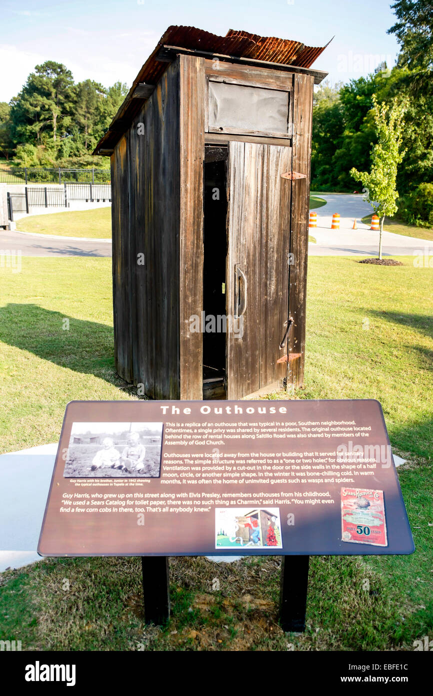 La famille d'Elvis Presley outhouse, enregistrés pour la postérité par musée de Tupelo Mme Banque D'Images