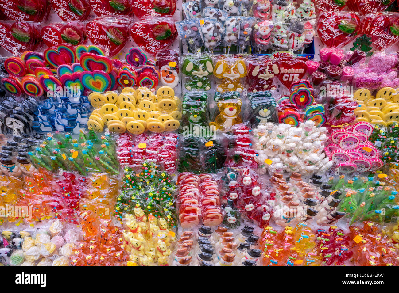 De nombreuses sucettes colorés de Noël 2014 Wroclaw Pologne Banque D'Images