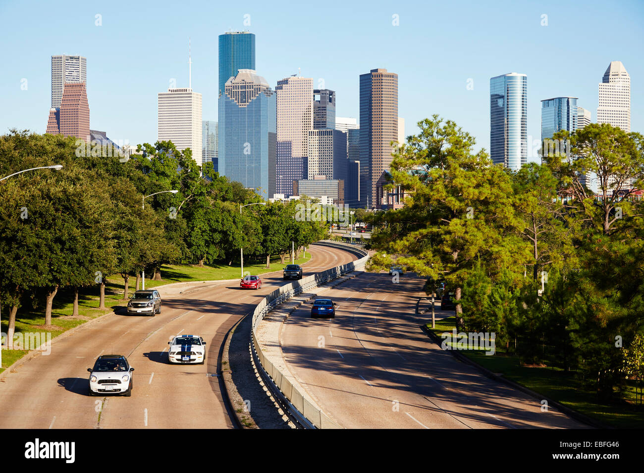 Vue sur le centre-ville de Houston, Texas, USA Banque D'Images