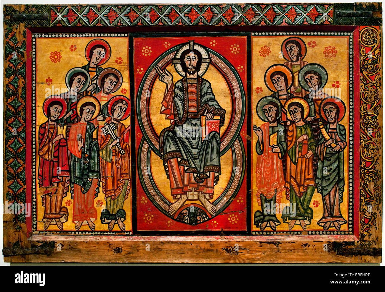 Frontal autel La Seu d'Urgell 'Maiestas Domini" (Christ en majesté) douze apôtres romane médiévale espagnole du 12e siècle Banque D'Images