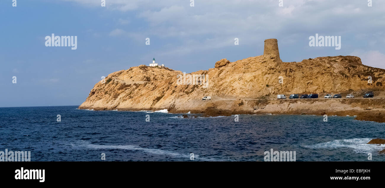 Corse - Corse, France : mi-ombre sur la pointe de la Pietra Banque D'Images