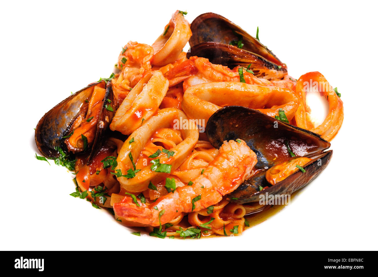 Mixte de fruits de mer saute Banque D'Images