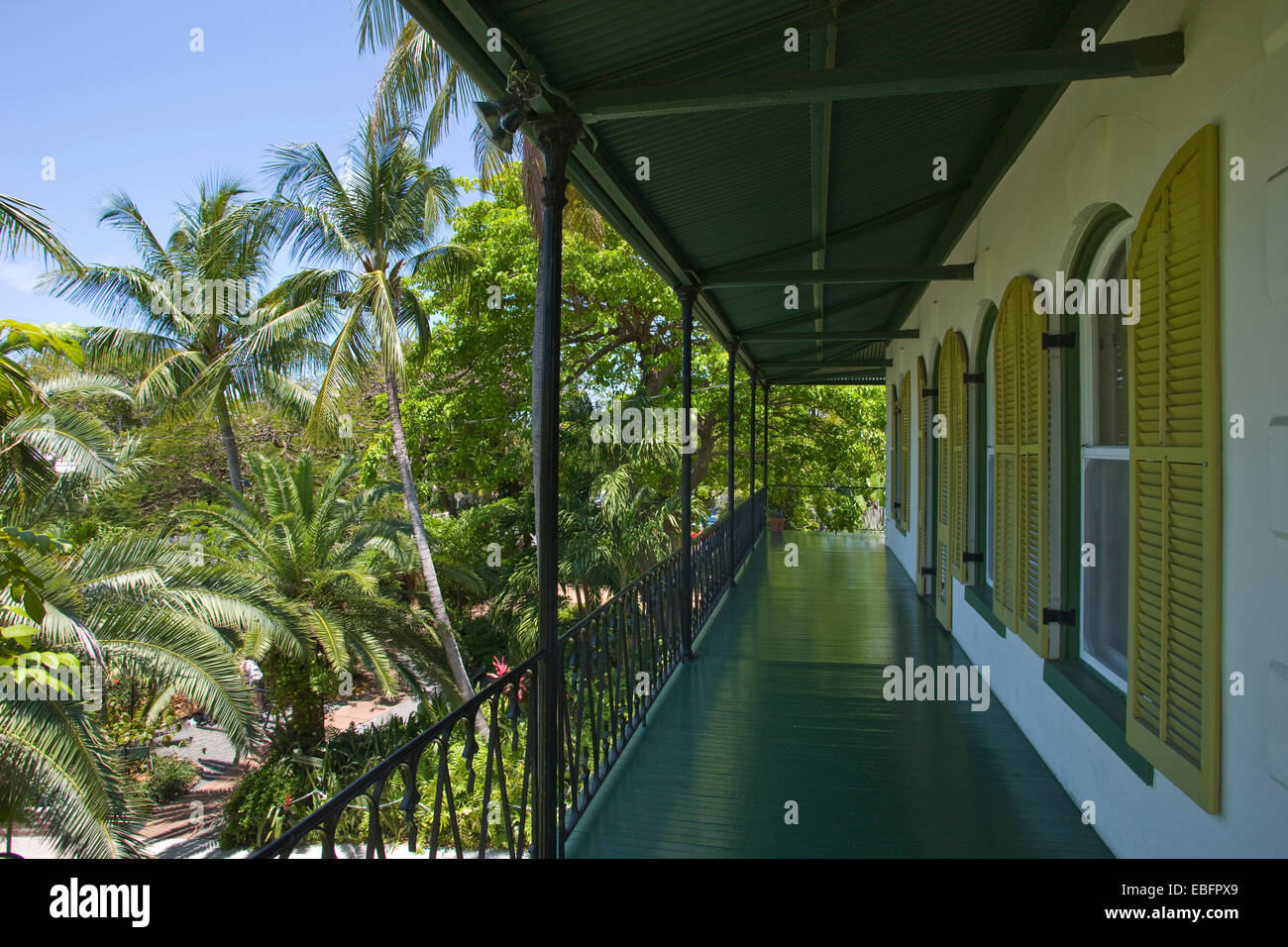 AU DERNIER ÉTAGE BALCON ERNEST HEMINGWAY HOME MUSEUM (©ASA TIFT 1851) KEY WEST OLD TOWN QUARTIER HISTORIQUE FLORIDA USA Banque D'Images