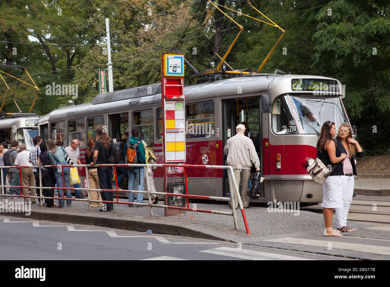 Le célèbre tram 22 à Prague. République tchèque. Banque D'Images