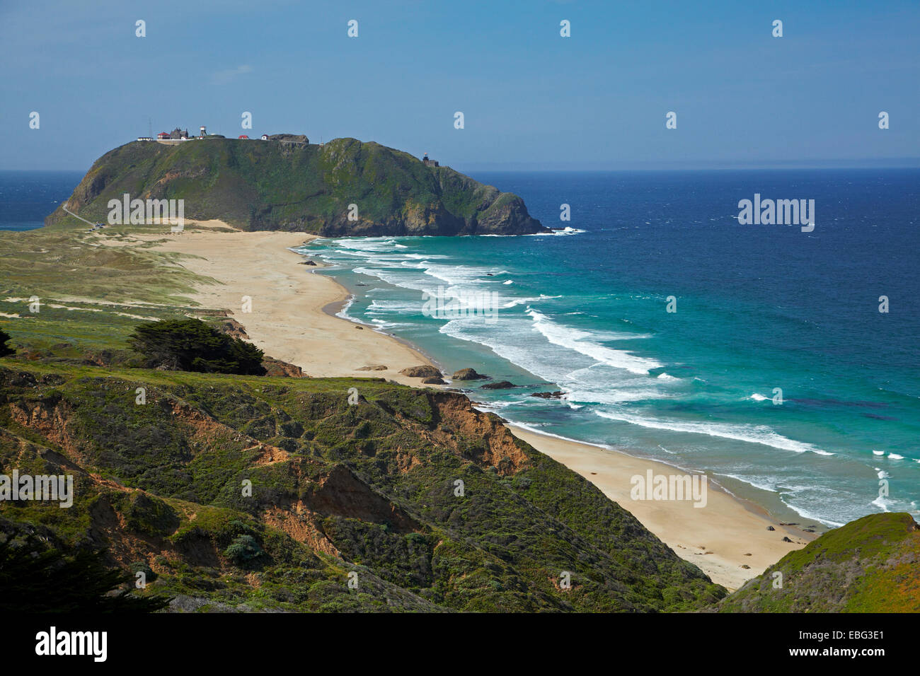Plage et Parc historique d'État de Point Sur, vu de la Pacific Coast Highway, Big Sur, Central Coast, Californie, USA Banque D'Images