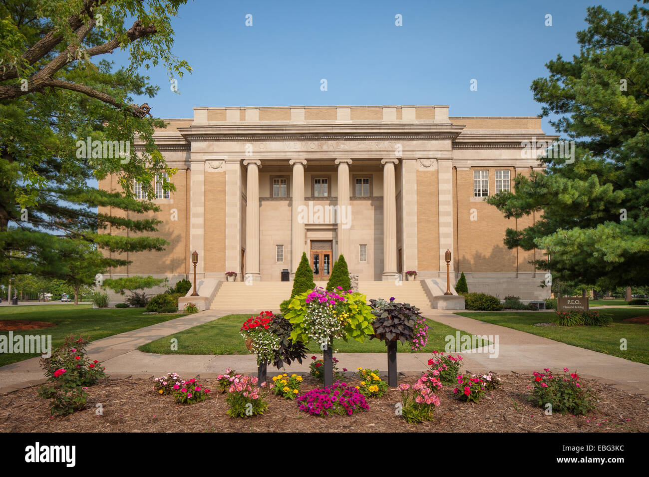 Les PEO Memorial Library, de l'Iowa Wesleyan College campus. Mount Pleasant, Iowa. Banque D'Images