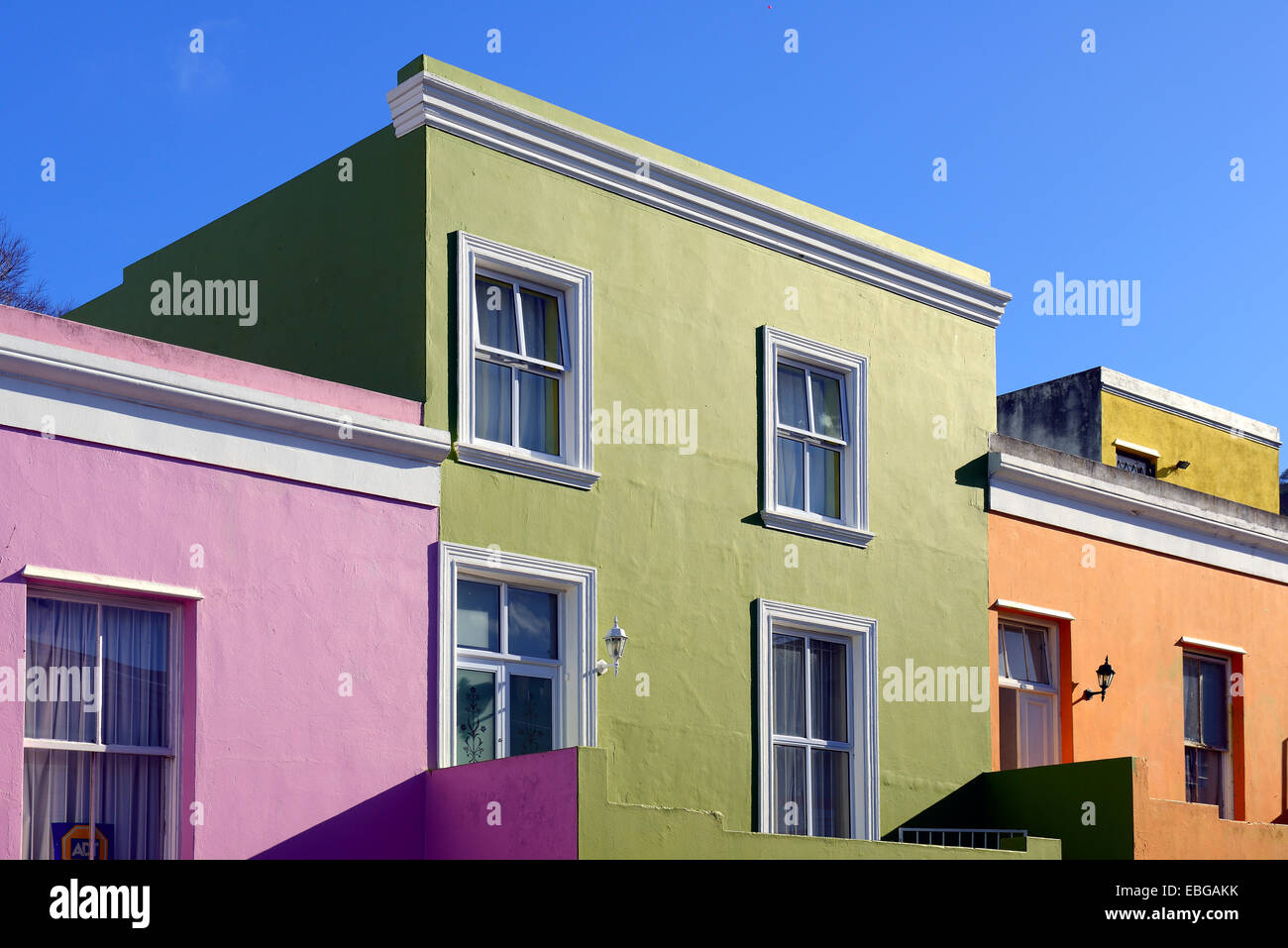 Maisons colorées dans le quartier musulman, Malay Bo-Kaap, Cape Town, Western Cape, Afrique du Sud Banque D'Images