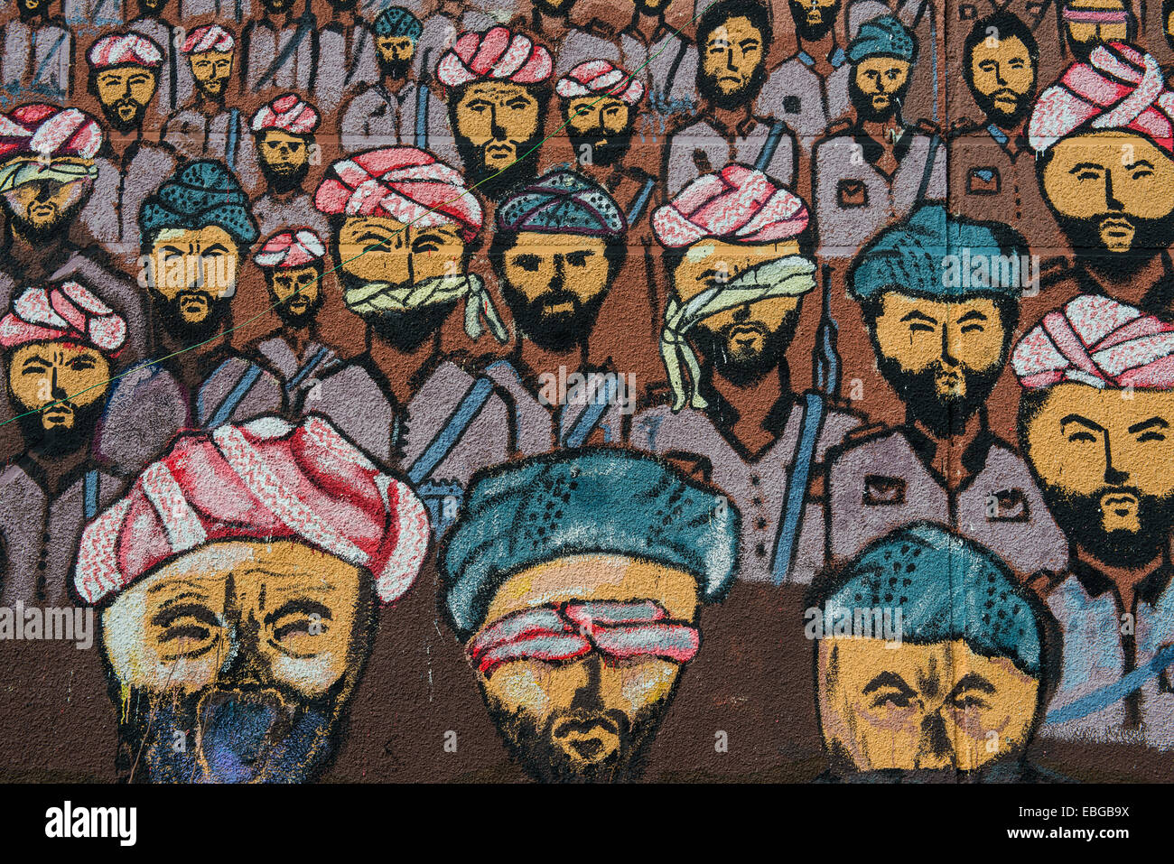 De la peinture murale, la guerre Iraqi-Iranian Oqra, Kurdistan irakien, l'Irak Banque D'Images
