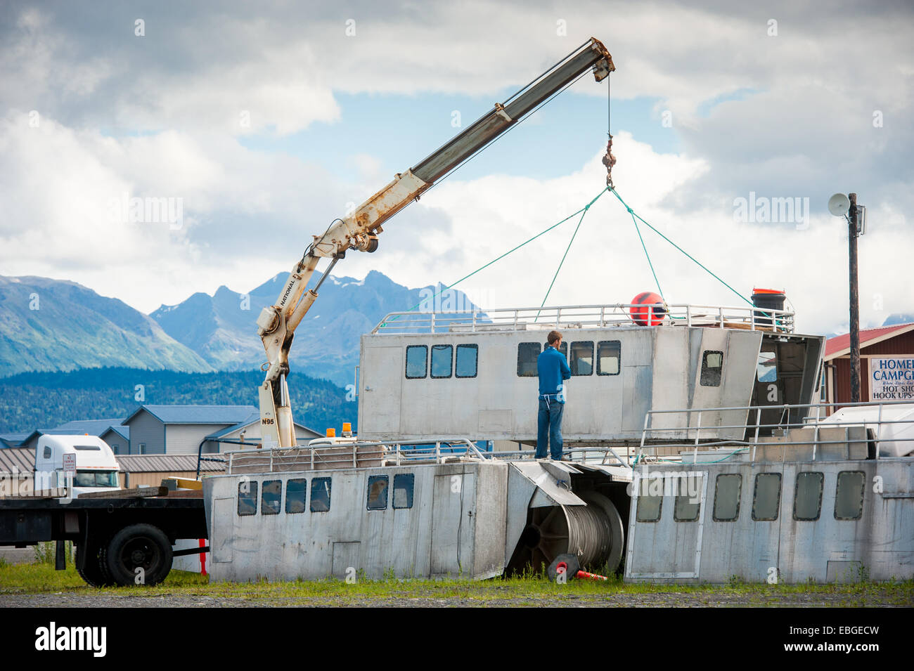 Bateau de travail à quai dans l'Alaska Homer Banque D'Images