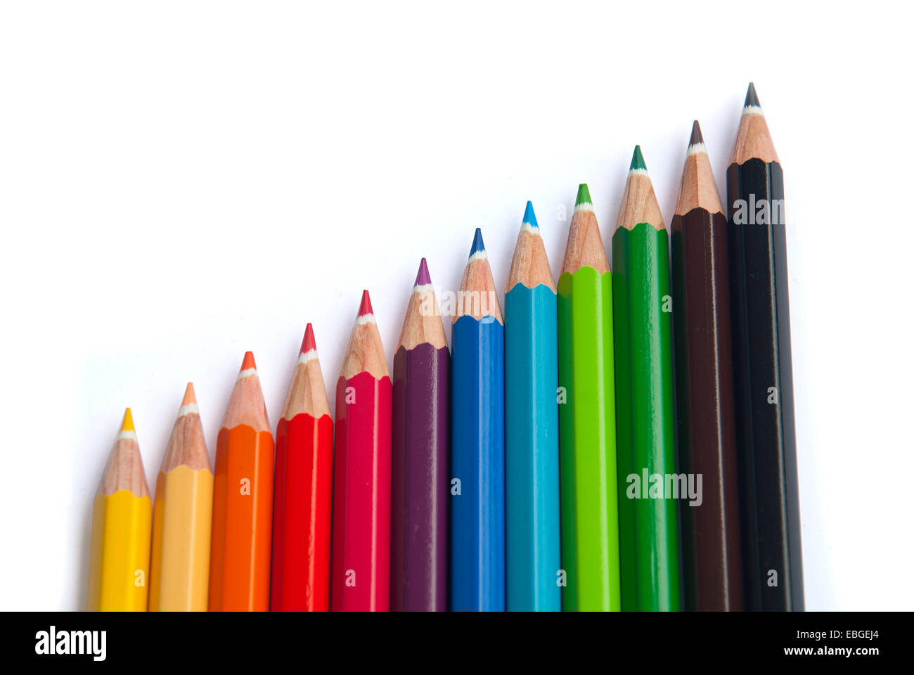 Crayons de couleur sur fond blanc Banque D'Images