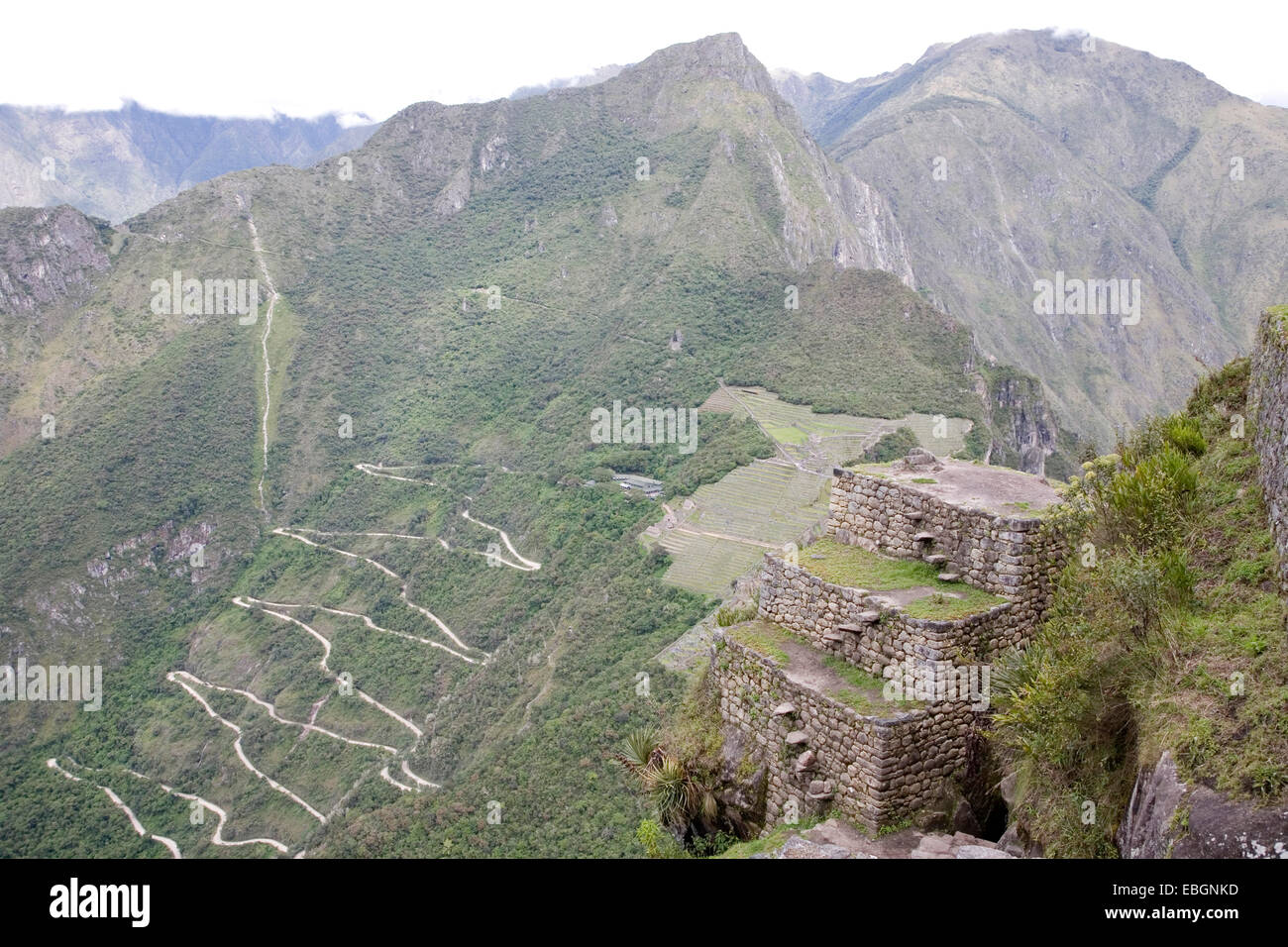 Vue du Waynapicchu à Machu Picchu, Pérou, Aguas Calientes Banque D'Images