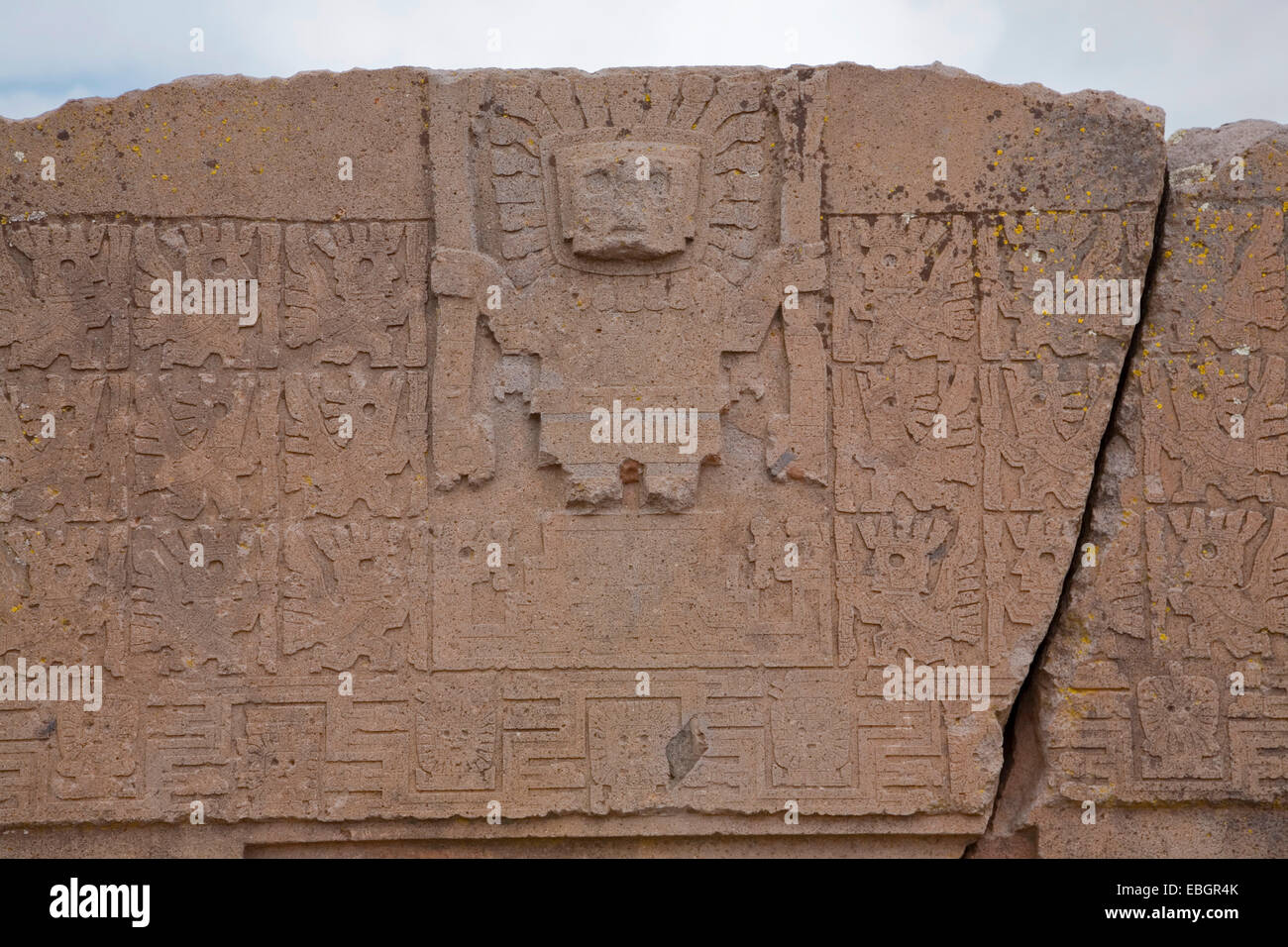 Porte du Soleil à Tiahuanaco, Virachocha, Bolivie, Tiwanaku Banque D'Images