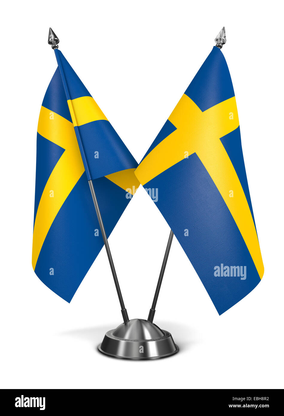 Royaume de Suède - drapeaux miniatures isolé sur fond blanc. Banque D'Images