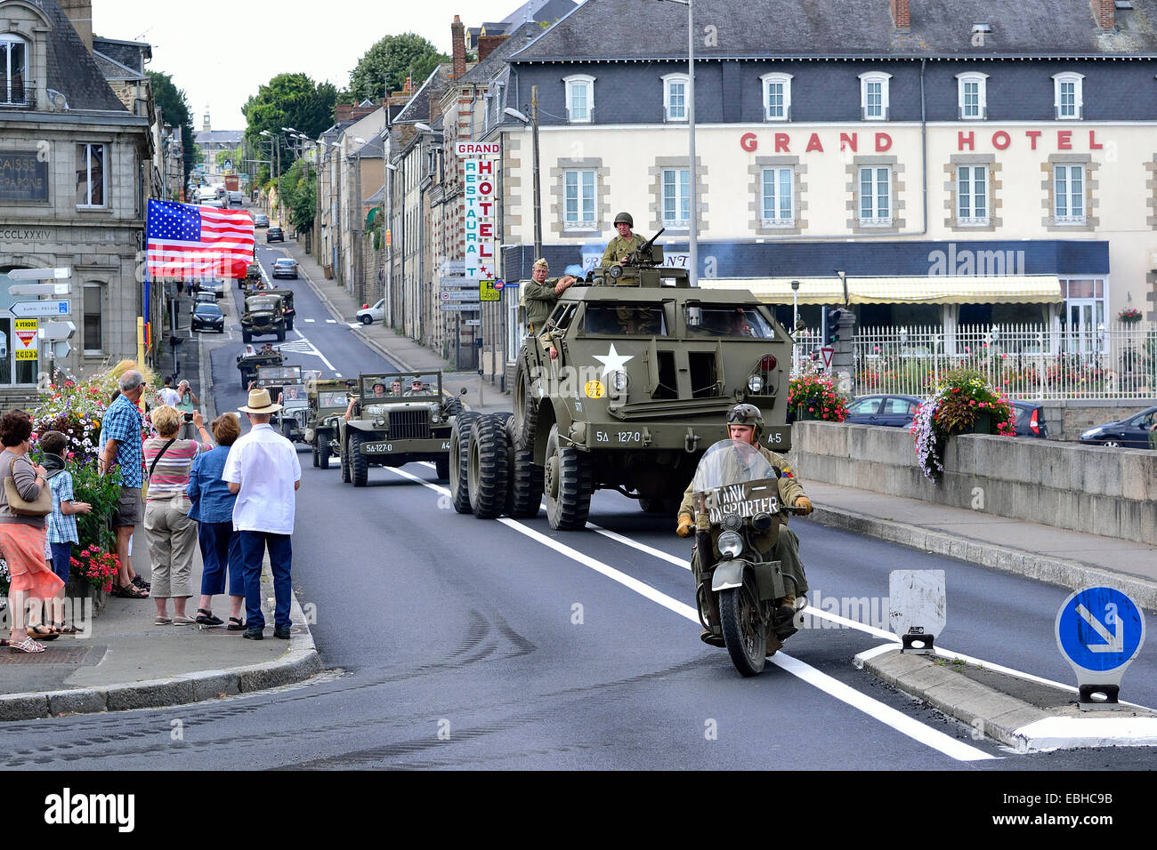 La guerre américaine du Pacifique, véhicule blindé M 26 (véhicule de récupération du réservoir), 2e guerre mondiale, 70e anniversaire de la libération. Banque D'Images