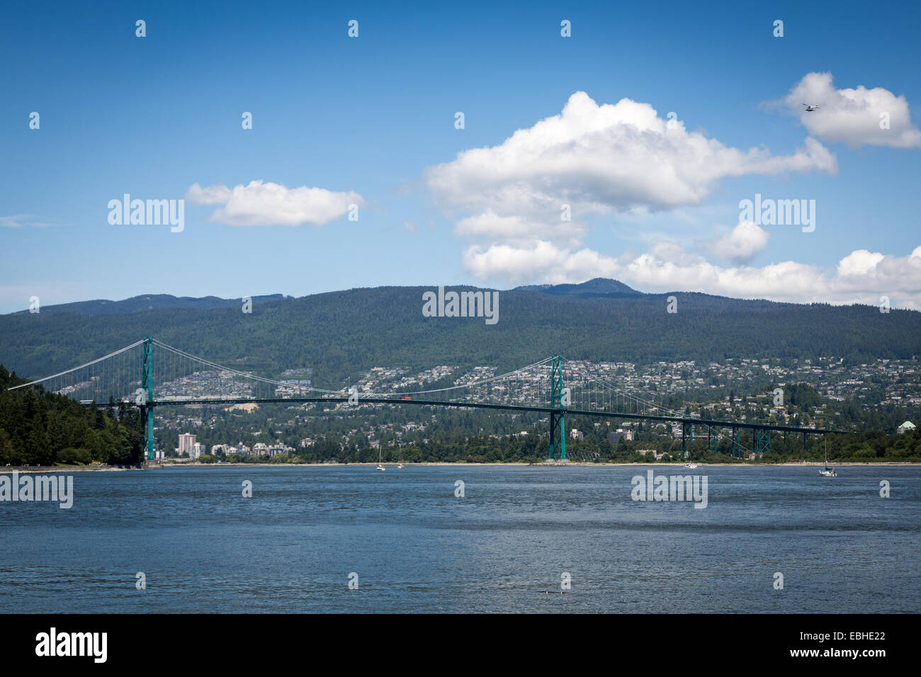 Le pont Lions Gate, le parc Stanley, Vancouver, British Columbia, Canada, Amérique du Nord. Banque D'Images